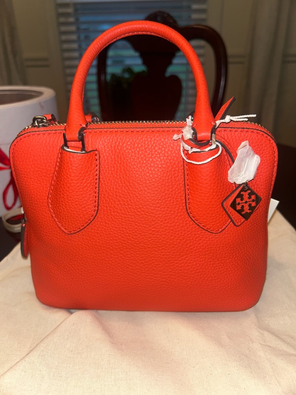Tory Burch Orange Pebbled Leather Mini Satchel
